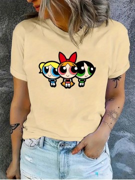 Happy Easter Rabbit Printed Causal Round Neck T-shirt, Short Sleeves Sports Running Tops, Women's Activewear