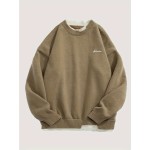 Fake Two Knitted Sweater, Men's Casual Warm Mid Stretch Crew Neck Pullover Sweater For Men Fall Winter