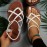 Women's Flat Braided Sandals - Comfortable Open Toe Slip On Shoes for Summer Beach Wear